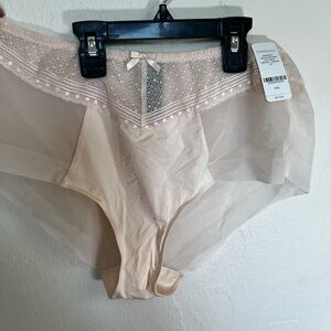 Cream Lace Trim Panties High-Waisted Intimates